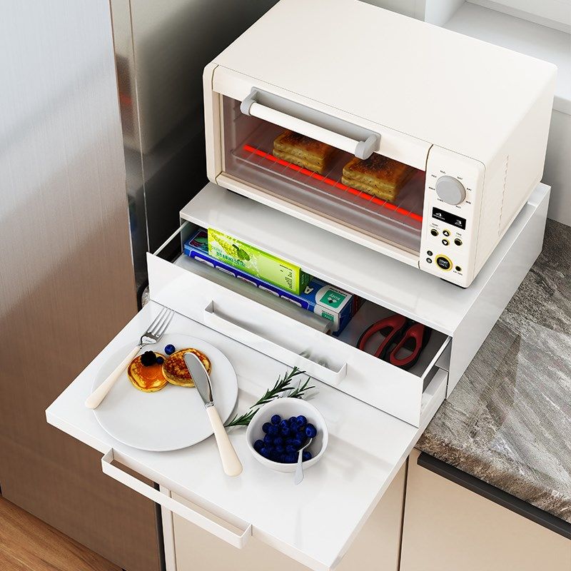 厨房微波炉置物架烤箱支架底部抽拉神器抽屉式拉篮推拉隔托板台面,收纳整理,整理架/置物架/收纳架,淘宝优惠券,粉丝福利购,淘宝优惠卷