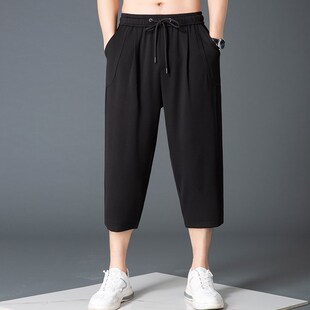 男士 运动短裤 8分裤 棉料薄款 七分裤 百搭休闲哈伦裤 男宽松小脚夏季