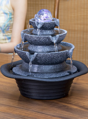 风水球流水生财摆件循环水景简约现代H办公室前台茶室桌面小风水