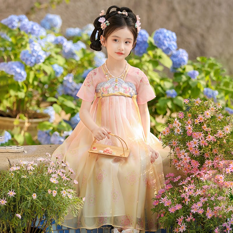 汉服女童2025夏季新款儿童高端仙气国风公主连衣裙女孩生日礼服裙