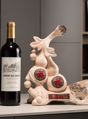 创意五福临门斜放酒架高级感酒柜酒台装饰葡萄酒架托家用商用摆件