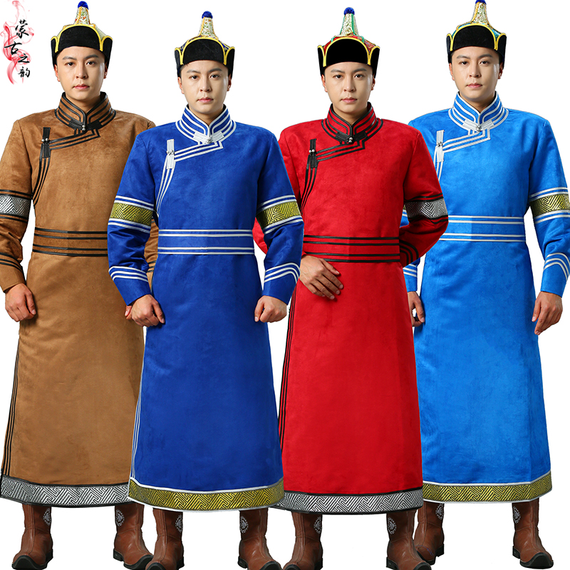 蒙古族男士长袍民族风舞蹈演出服蒙古男袍少数民族传统服装成人款