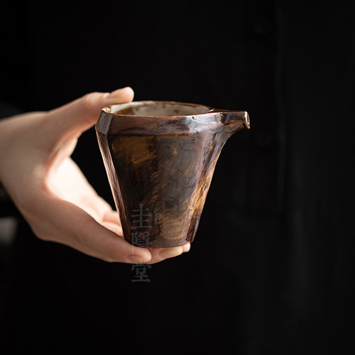 圭隐堂粉引粗陶手工公道杯家用复古侘寂日式公杯泡茶器分茶器茶海