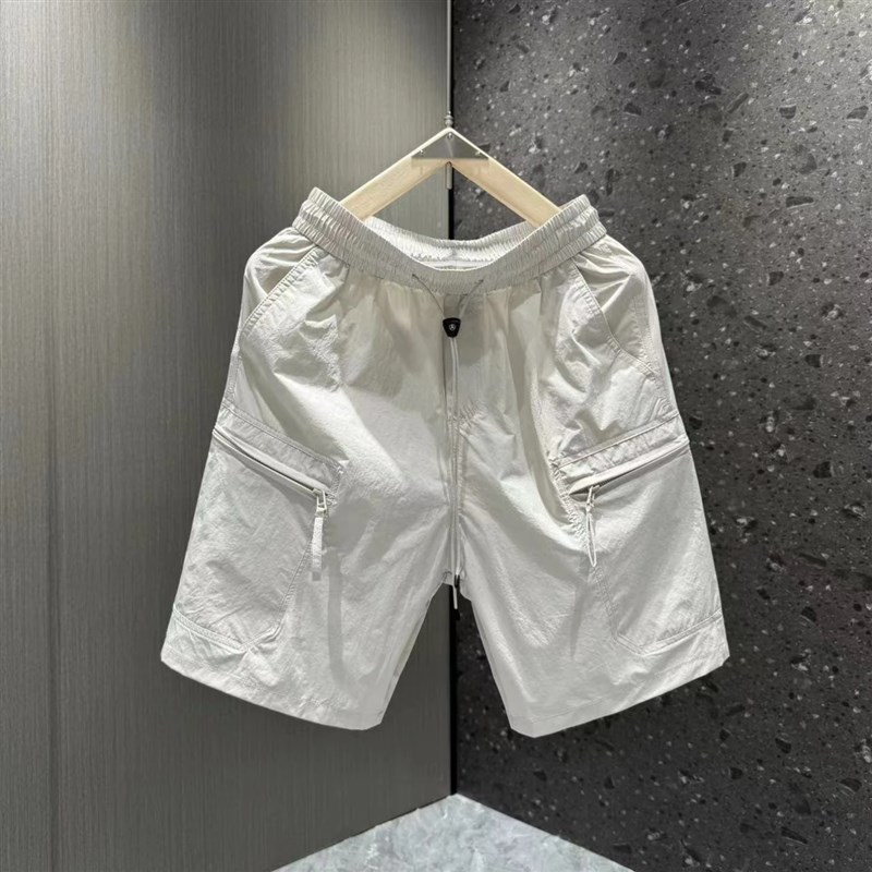 夏季透气舒适工装短裤男士薄款宽松简约潮流百搭运动拉链休闲短裤