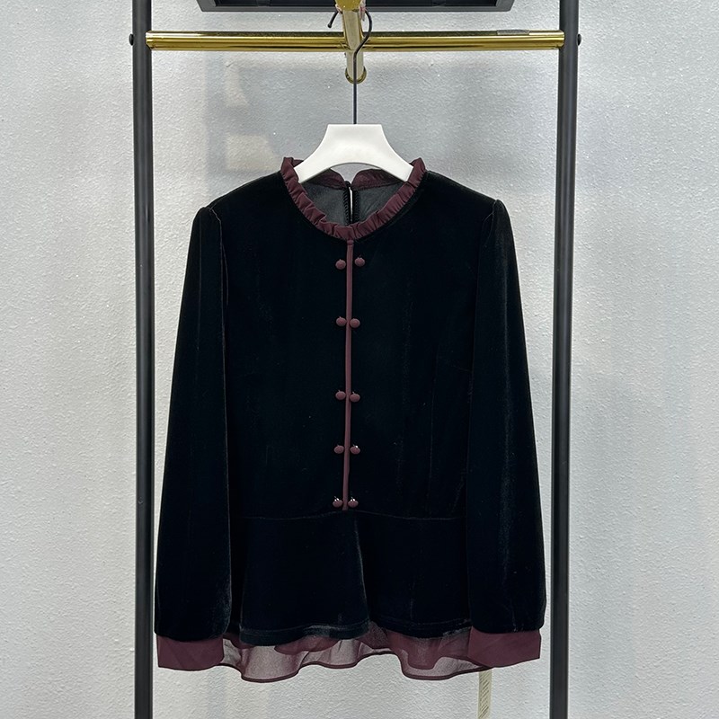 新款大码丝绒显瘦上衣洋气妈妈秋装韩版长袖2024上衣萝卜裤两件套