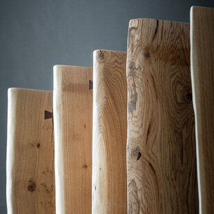 叁几 法国白橡木大板桌侘寂风自然边原木茶桌原木风餐桌实木桌面