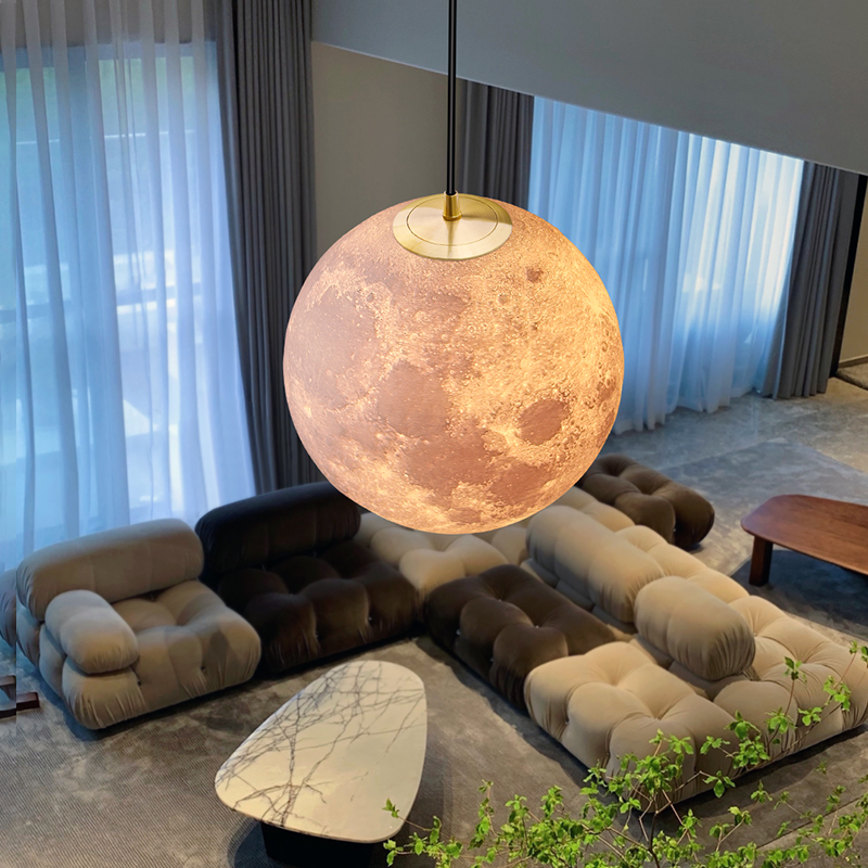 月球灯吊灯3d打印星p球吊灯客厅卧室儿童房阳台氛围装饰创意月亮