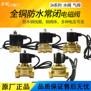 跳泉常闭电磁阀水下防水电磁开关控z制阀220V24V4分6分1寸铜线圈