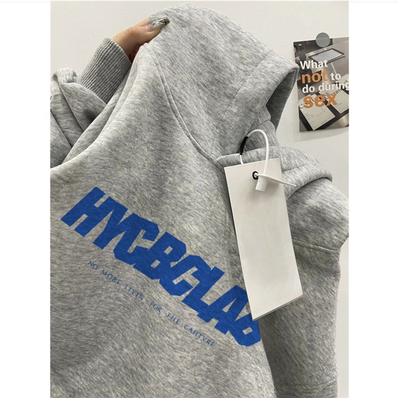 重磅纯棉美式潮牌字母连帽卫衣男秋冬2024新款设计感小众宽松外套