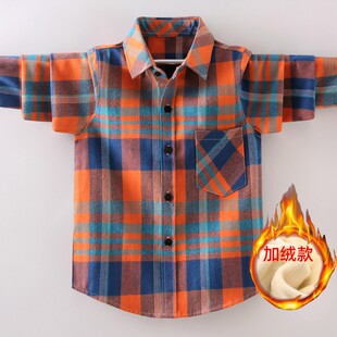 2021秋季 童装 衬衫 格子长袖 纯棉磨毛衬衣帅气打底上衣外套 男童新款