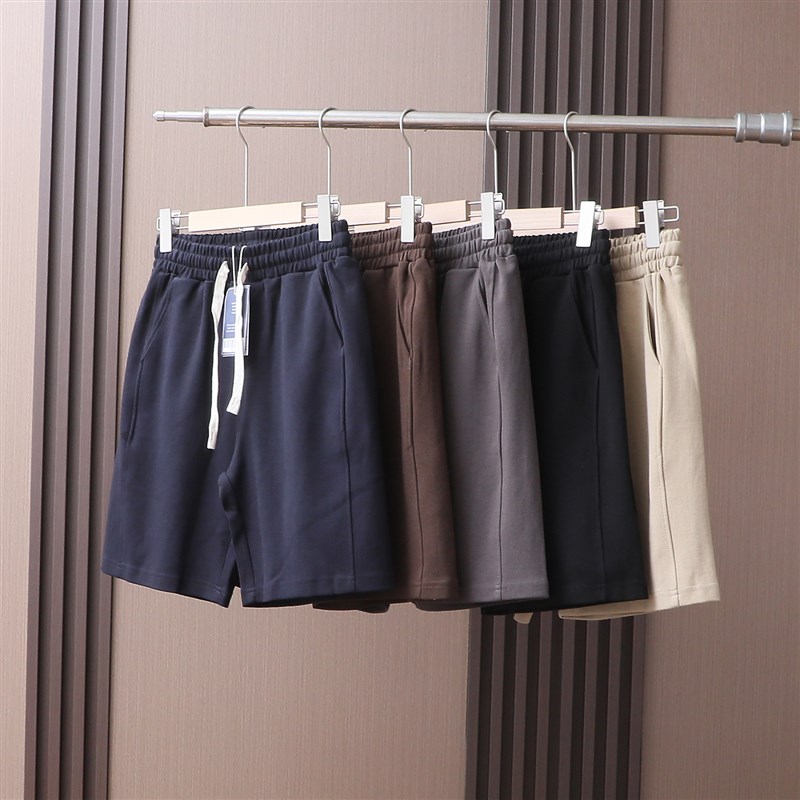 330克全棉拼接外贸尾货宽松弹力纯色运动夏季男士休闲五分中短裤