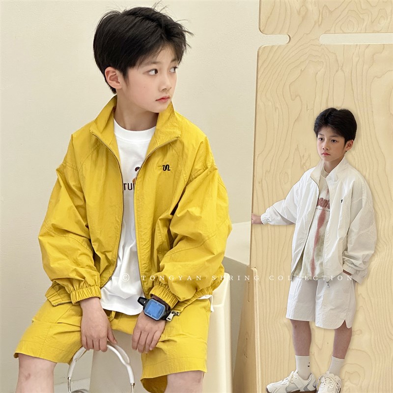 男童夏装套装2025新款自制儿童韩系工装两件套潮男孩夏季运动薄款