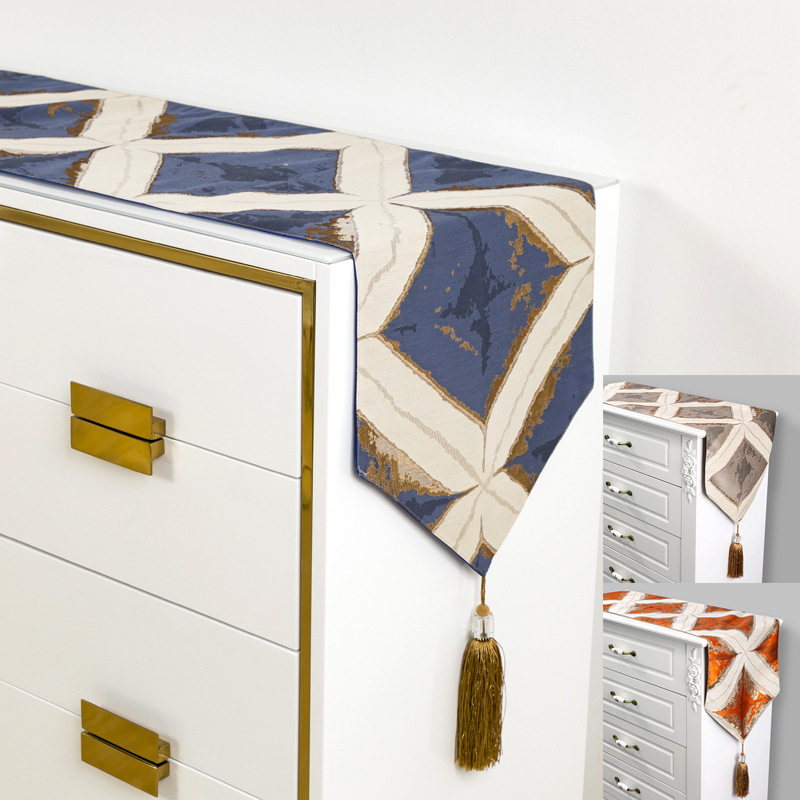 北欧几何美式乡村新中式轻奢橘色大样板房售楼餐桌旗桌巾桌布床旗,居家布艺,桌旗,淘宝优惠券,粉丝福利购,淘宝优惠卷