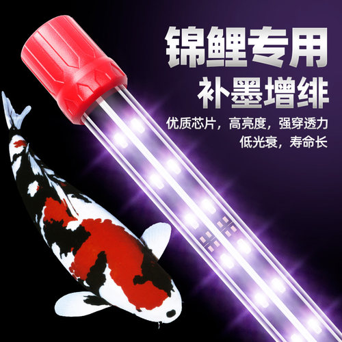 锦鲤鱼专用鱼缸灯LED灯防水增艳灯管水族观赏灯潜水灯节能照明灯