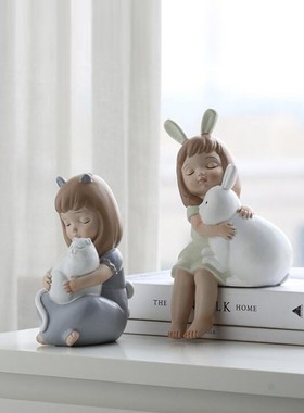 北欧小摆件家居装饰品儿童女生房间布置桌面摆设卡T通娃娃人物可