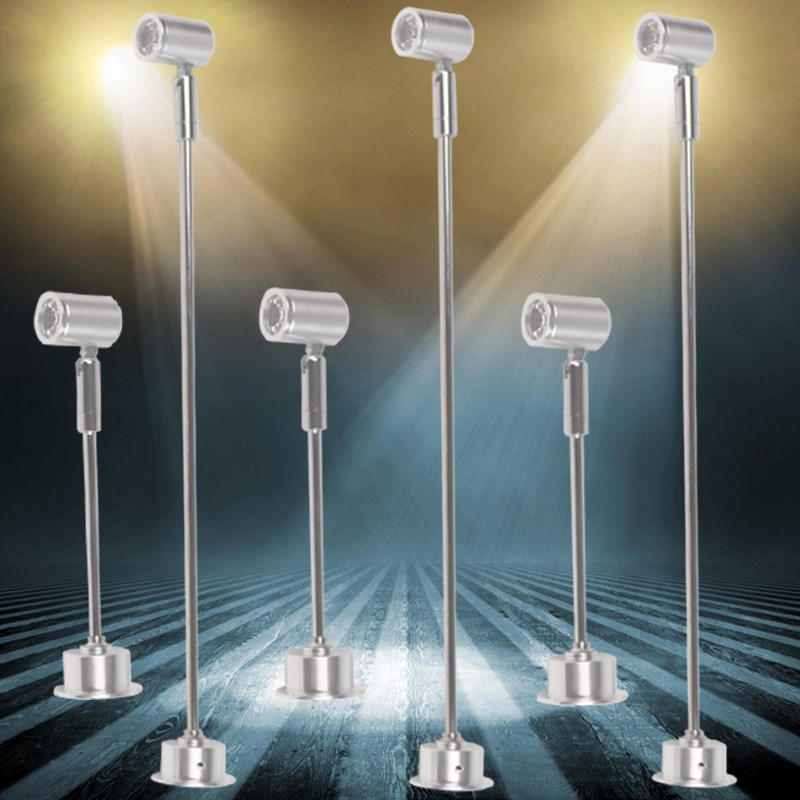 3w柜台立柱led珠宝柜台射灯直杆展柜明装首饰柜展示射灯银色白光