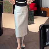 新款 法式 半身裙女2025年夏季 高腰显瘦洋气垂坠感包臀开叉半身裙潮