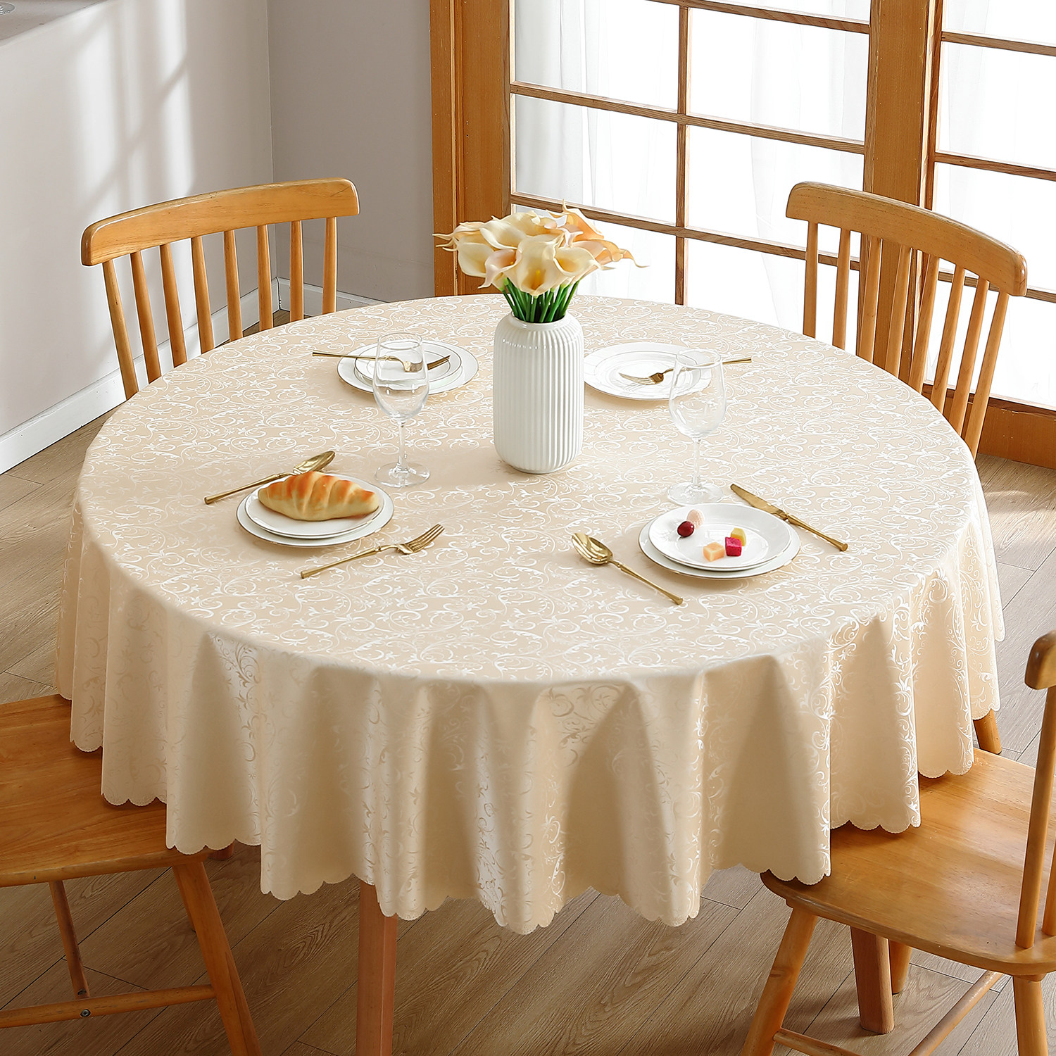 桌布防水防油免洗防烫酒店饭店家用圆形大圆桌餐桌布一米四圆桌布,居家布艺,桌布,淘宝优惠券,粉丝福利购,淘宝优惠卷