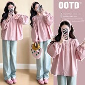 简约灯笼袖 上衣宽松大码 休闲娃娃衫 孕妇装 衬衫 时尚 春秋韩版 秋 秋装