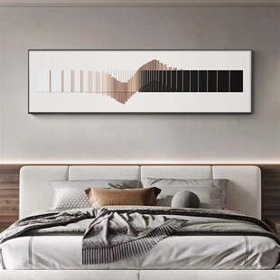 轻奢意式横版卧室装饰画高级感房间主卧床头N挂画极简抽象客厅壁