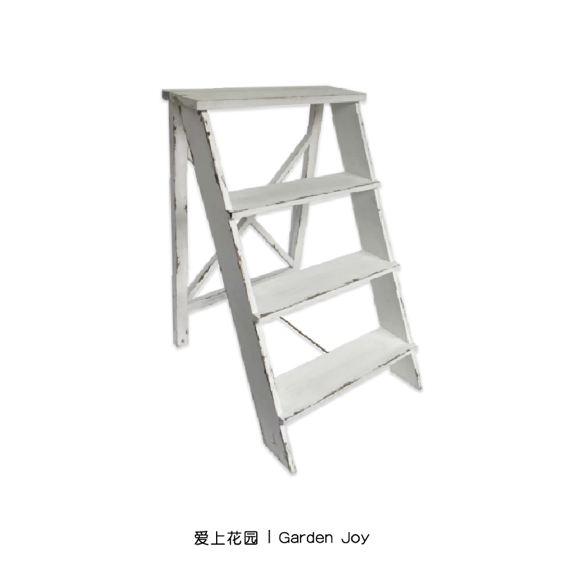 爱上花园 花园 阳台装饰 实木梯形置物架