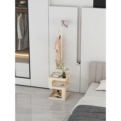 奶油风床头柜挂衣架一体落地现代简约网红铁艺衣帽架移动衣架卧室