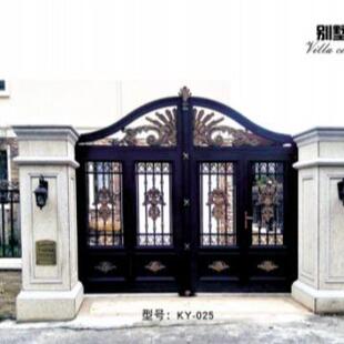 平开学校小区别墅防盗电动庭院门铝合金悬浮铝艺双开大门欧式大门