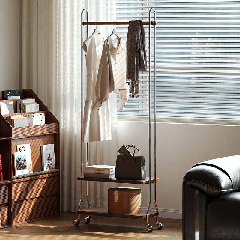 M*中古收纳挂衣架落地式卧室家用室内法式可移动衣帽架实木转角衣