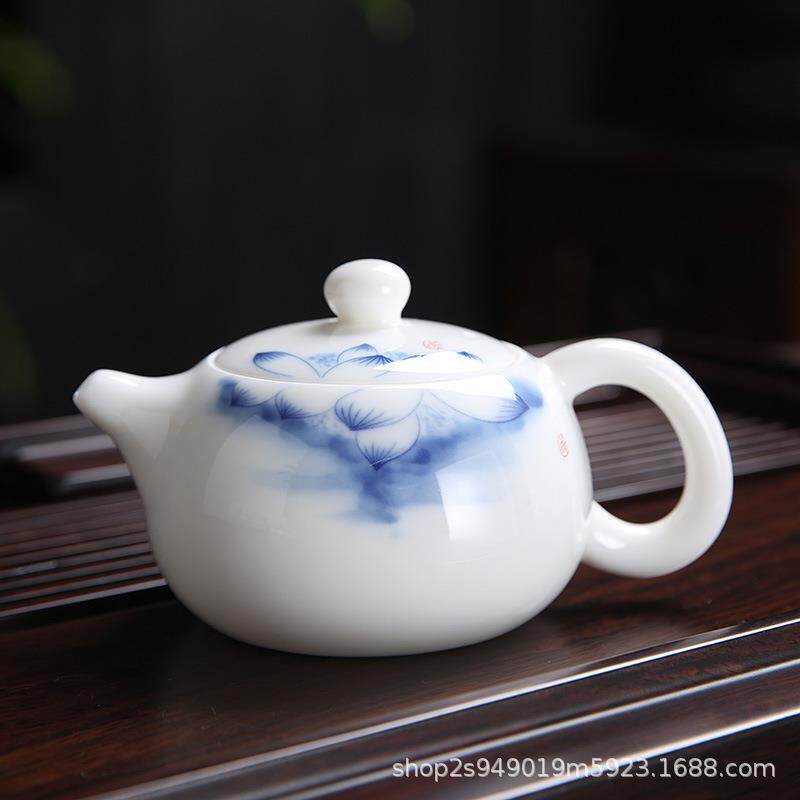 直销全手工手绘羊脂玉陶瓷茶壶玉瓷茶壶无釉茶具单壶西施壶美人壶
