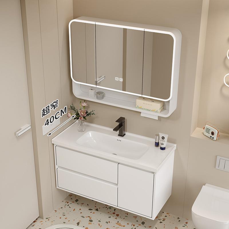 40宽极窄圆角蜂窝铝合金浴室柜陶瓷一体盆卫生间洗脸洗漱盆洗手台