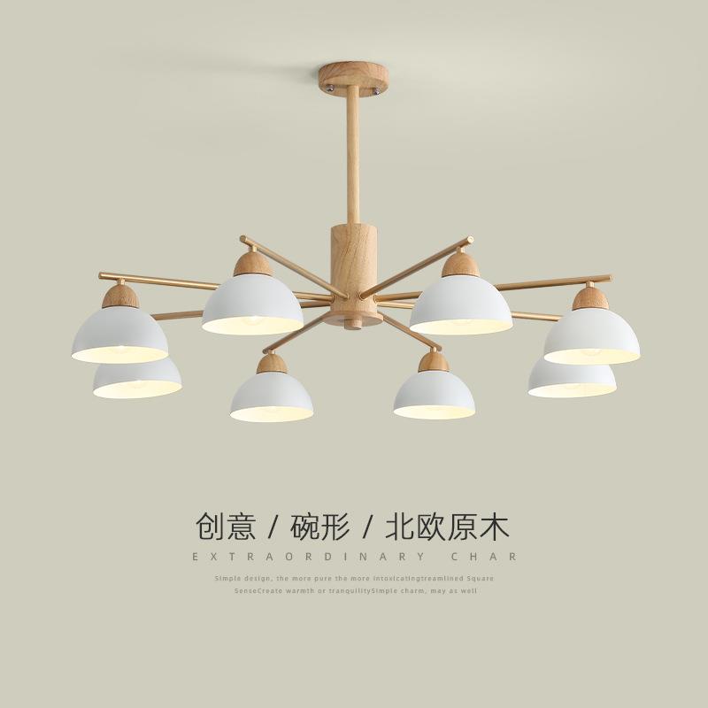 客厅灯2025年新款简约现代风农村自建房客厅灯原木吊灯可换灯泡