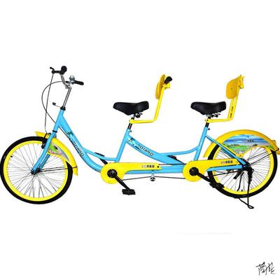 双人自行车情侣两人骑脚踏车双胞胎家庭健身海边景区成人亲子车