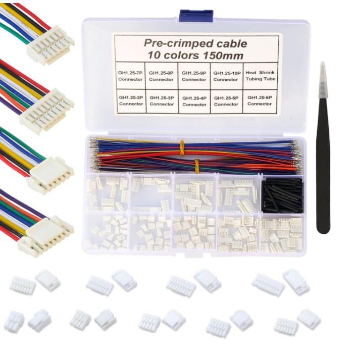 GH1.25MM连接器组件压接电缆导线组件140件连接器10色28AWG电缆