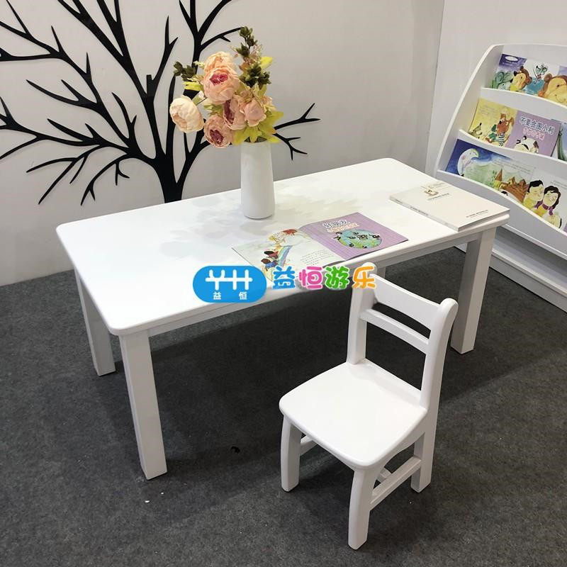 幼儿园欧式烤漆长方桌椅儿童兴趣培训班白色六人桌早教四人正方桌