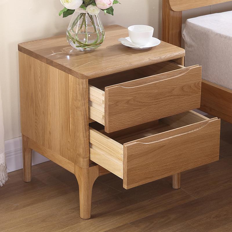 北欧全实木床头柜双抽橡木现代简约卧室床边柜日式床头柜