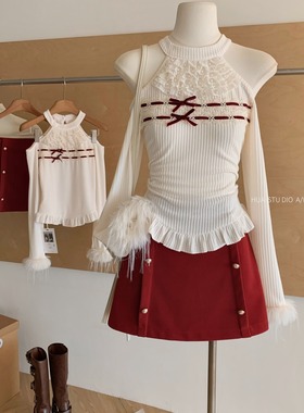 奈奈心绪 秋冬纯欲风小众设计显瘦上衣短裙R66360-1H
