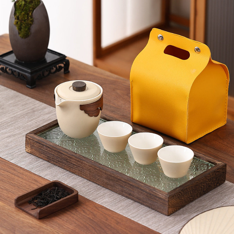 旅行茶具套组户外式露营喝茶装备陶瓷快客杯办公室功夫泡茶壶