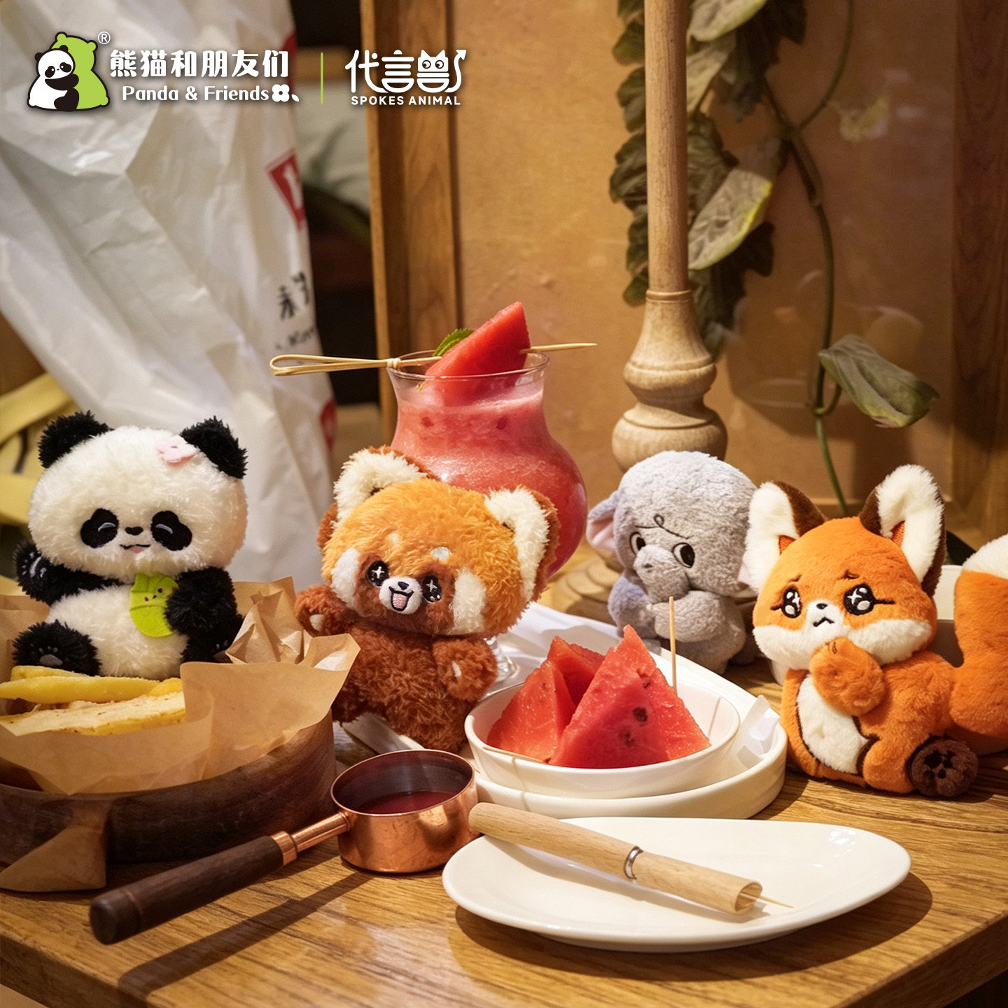 大小熊猫狐狸大象毛绒玩偶挂件图片