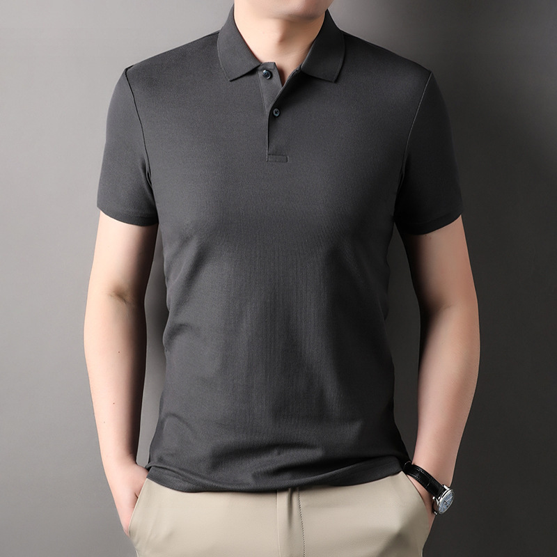 2025爸爸装夏季男装polo衫纯色中年老爸短袖T恤透气休闲夏装衣服T