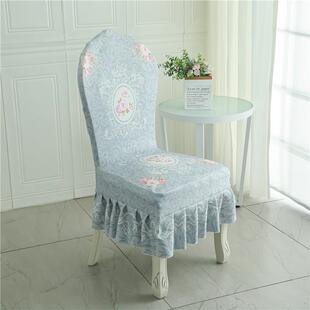 欧式宴会餐椅套罩轻奢高端高背椅子套四季通用弹力印花餐厅凳子罩