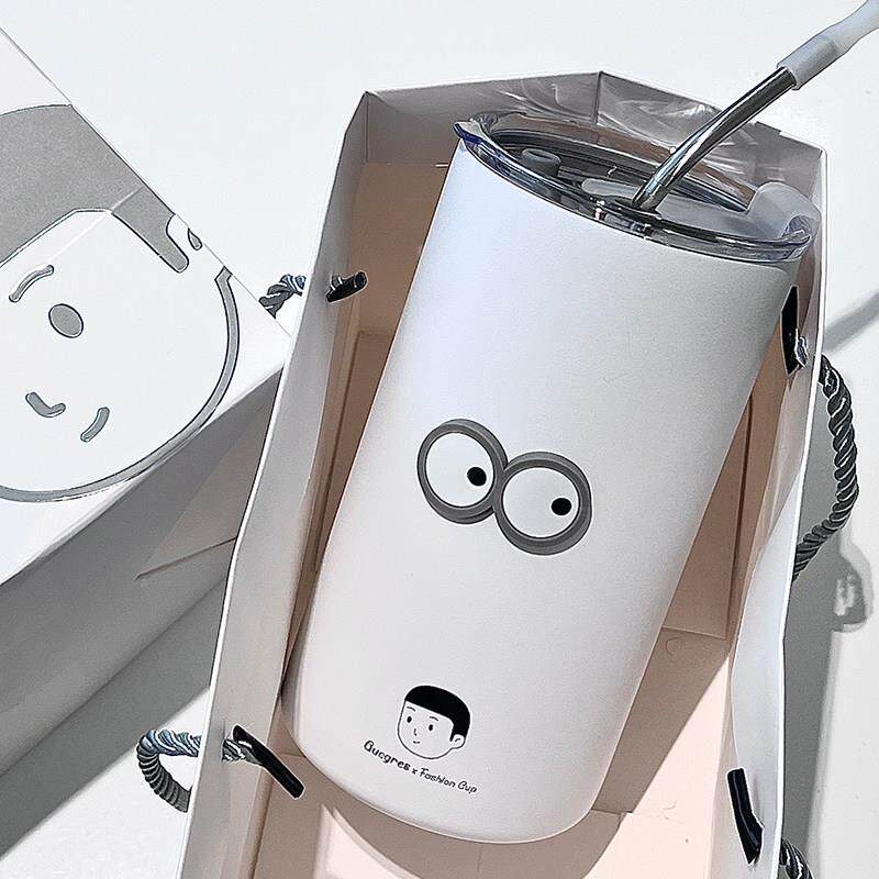 2025新款男士女可携式不锈钢随行水杯子办公室咖啡保温杯车载吸管