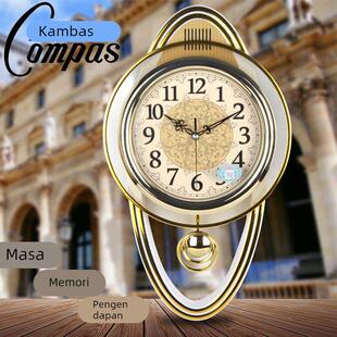 康巴丝欧式静音钟表摇摆挂钟客厅个性创意石英钟时尚挂表田园墙钟