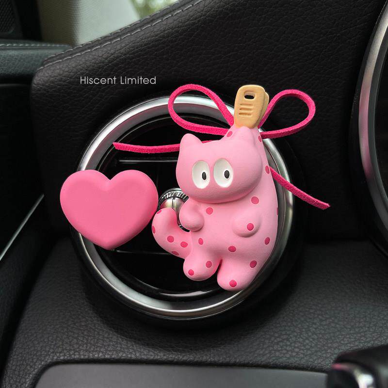 创意可爱夹子猫咪车载香薰扩香石汽车空调出风口装饰车内饰品摆件