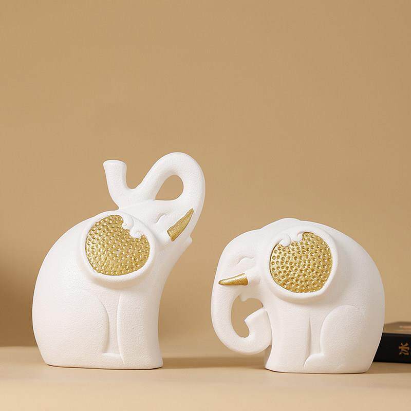 陶瓷大象摆饰高级轻奢玄关酒柜装饰品家居客厅摆设桌面治愈小物件