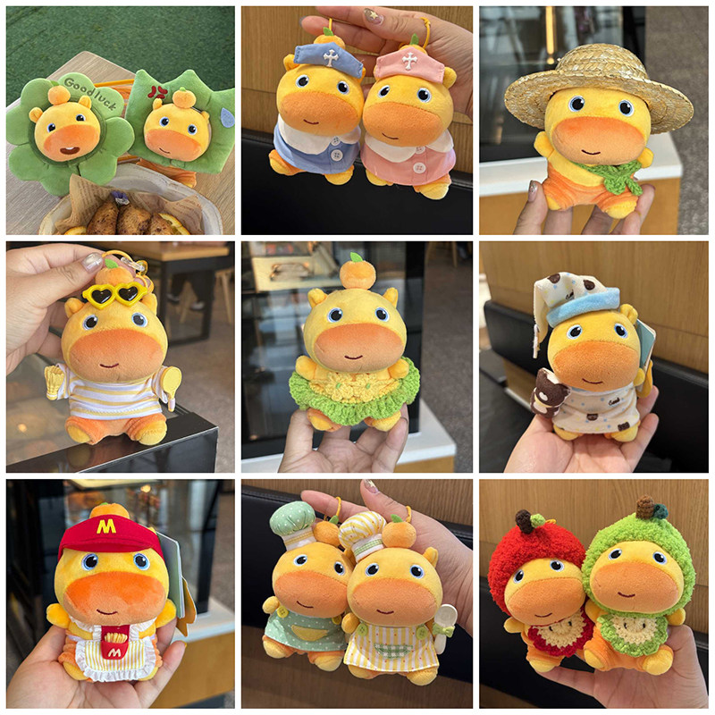 水豚噜噜可爱10cm娃衣棉花娃娃衣服玩偶围兜公仔头套帽子配饰迷你