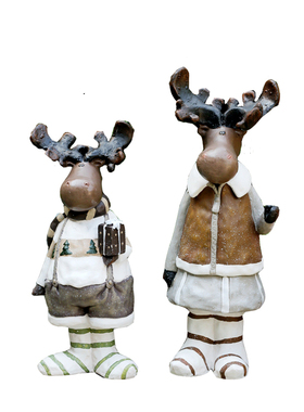 麋鹿园艺摆件法式园艺做旧复古动物花园景观庭院圣诞节装饰杂货