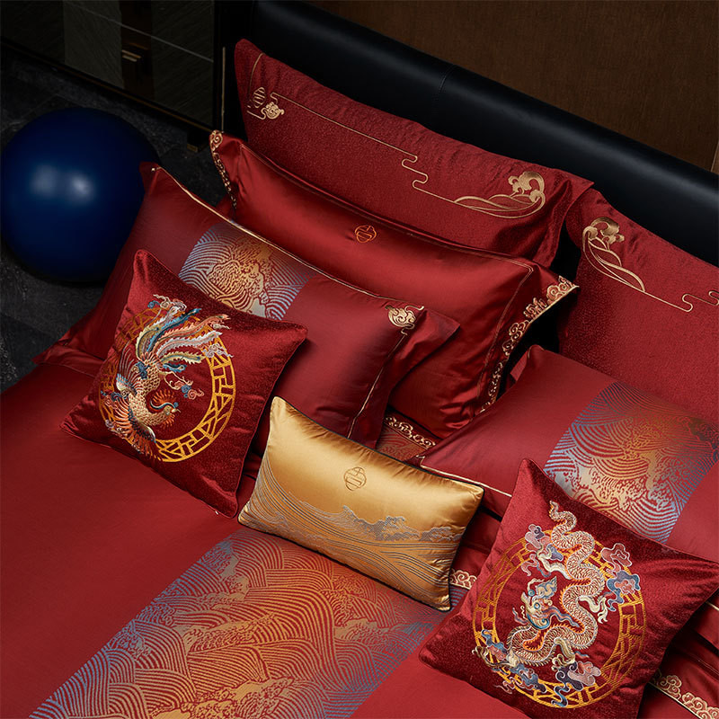 奢华婚礼喜被婚嫁系列纯棉婚庆四件套 红色床单被套结婚床上用品