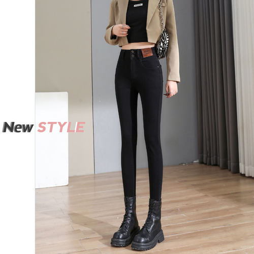 九分黑色小脚牛仔裤女春秋2023新款高腰弹力显瘦修身紧身铅笔裤子