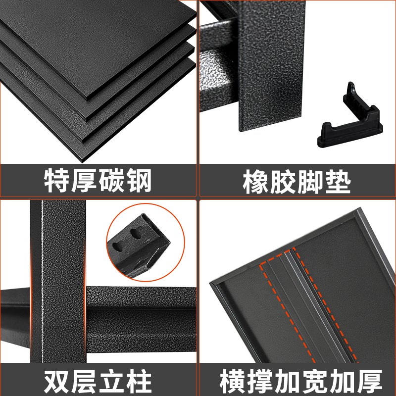 带轮子可移动厨房置物架碳钢三层落地储物收纳微波炉家用阳台货架