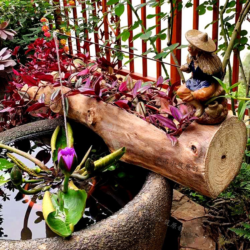 木制钱串多肉花盆木质阳台长方形特大庭院造型枯木树根艺术盆景盆